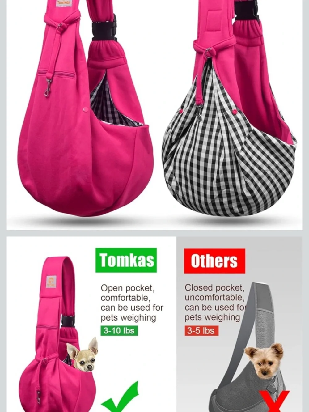 Tomikas Hot Pink Pet Sling Carrier